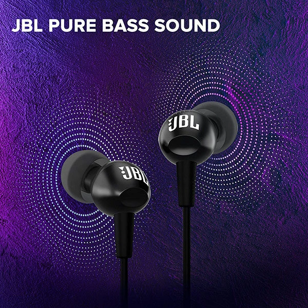 אוזניות שחורות עם מיקרופון JBL C100SI