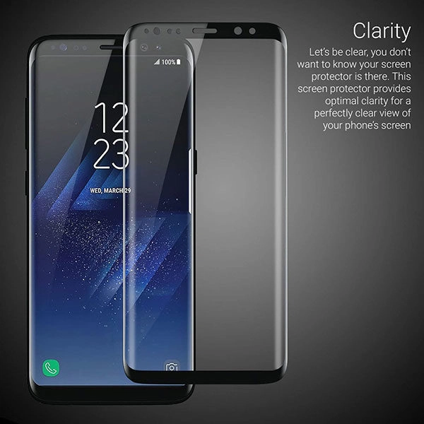 מגן זכוכית Full Cover שחור לגלקסי S8 מכסה את כל המסך