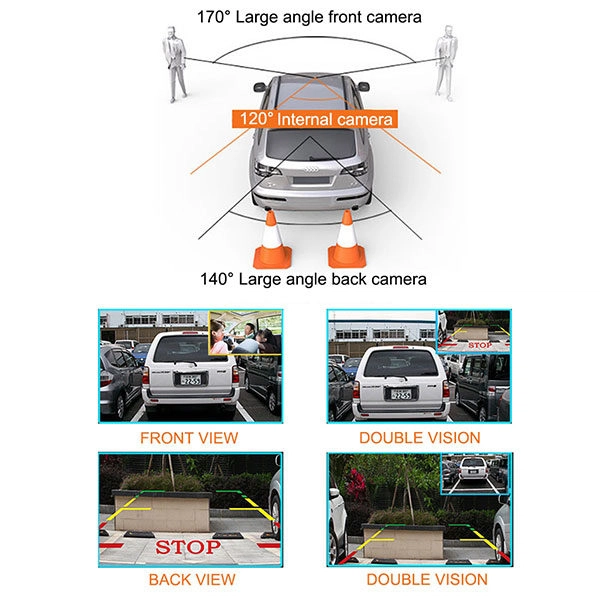 מצלמת רכב 3 ב-1 חזית, פנים ואחורה ברזולוציית Full HD
