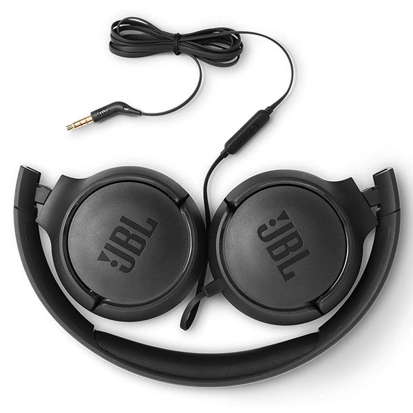 אוזניות JBL Tune 500 עם מיקרופון מובנה וצליל נקי שחור