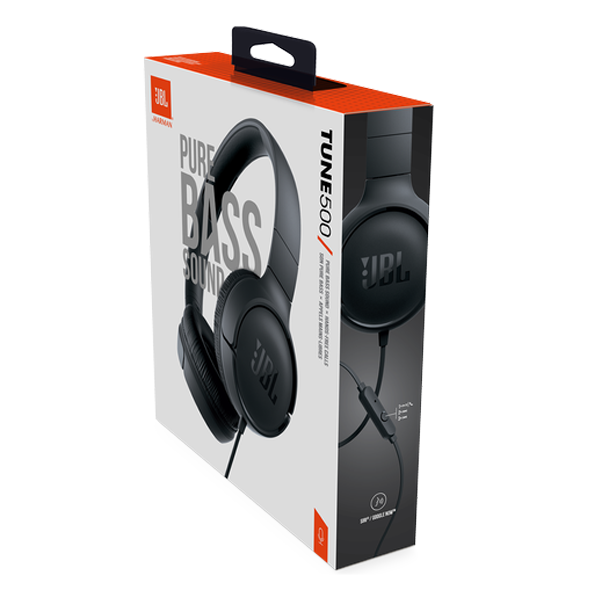 אוזניות קשת JBL Tune 500 שחורות | מיקרופון מובנה וצליל נקי
