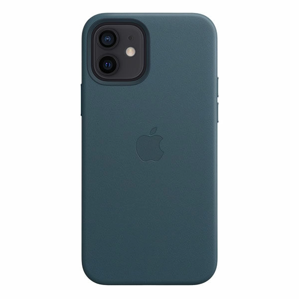 כיסוי עור מקורי לאייפון 12 כחול תומך MagSafe