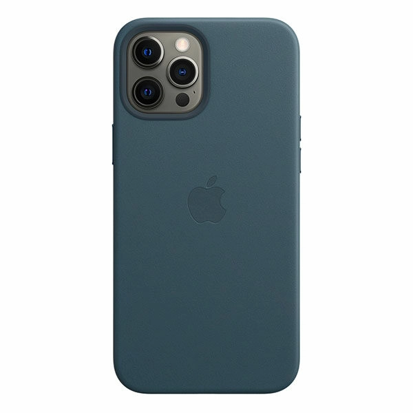 כיסוי עור מקורי לאייפון 12 פרו מקס כחול תומך MagSafe