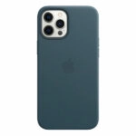 כיסוי עור מקורי לאייפון 12 פרו מקס כחול תומך MagSafe