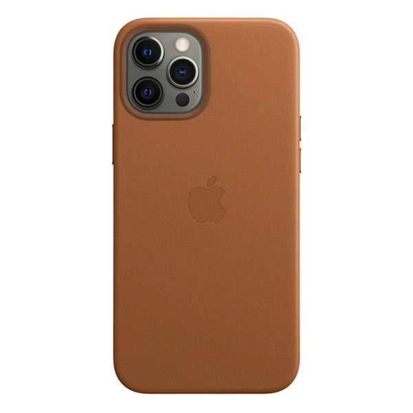 כיסוי עור מקורי לאייפון 12 פרו מקס חום אוכף תומך MagSafe