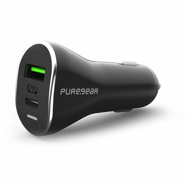 מטען מהיר לרכב עם 2 יציאות וכבל USB-C בהספק 48 וואט מאושר אפל PureGear