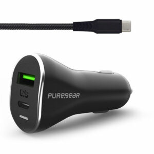 מטען מהיר לרכב עם 2 יציאות וכבל USB-C בהספק 48 וואט מאושר אפל PureGear