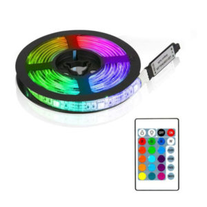 סרט לד צבעוני 5 מטר משנה צבעים RGB עמיד במים כולל שלט אלחוטי