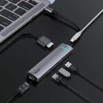 מפצל 6 ב-1 למחשב מ-USB-C ל-USB-C, USB, HDMI וכבל רשת Baseus