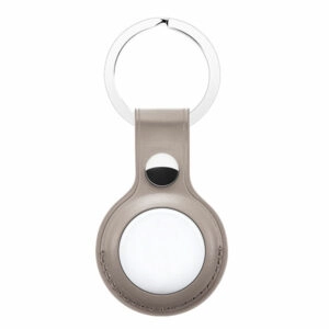 כיסוי לאייר טאג מחזיק מפתחות AirTag Key Ring אפור דמוי עור