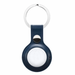 כיסוי לאייר טאג מחזיק מפתחות AirTag Key Ring דמוי עור כחול