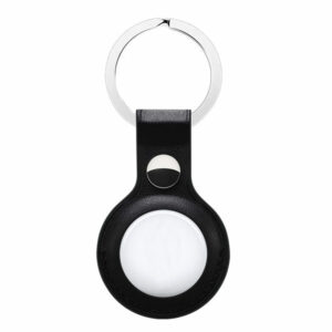 כיסוי לאייר טאג מחזיק מפתחות AirTag Key Ring דמוי עור שחור