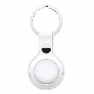 כיסוי לאייר טאג מחזיק מפתחות AirTag Key Ring לבן דמוי עור