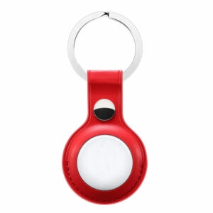 כיסוי לאייר טאג מחזיק מפתחות AirTag Key Ring אדום דמוי עור