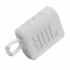 רמקול JBL GO 3 לבן עם מבנה קומפקטי וסאונד עוצמתי יבואן רשמי