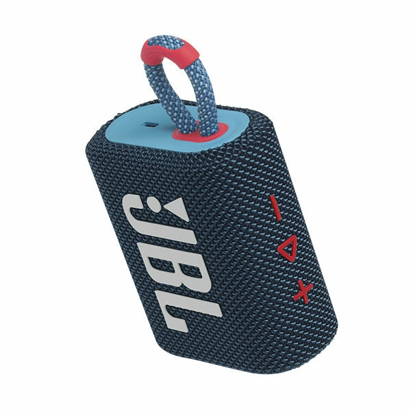 רמקול JBL GO 3 כחול ורוד עם מבנה קומפקטי וסאונד עוצמתי יבואן רשמי