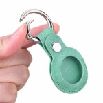 כיסוי ל AirTag מחזיק מפתחות טורקיז דמוי עור חלק AirTag Key Ring
