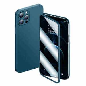 כיסוי לאייפון 12 פרו מלא 360 מעלות כחול זכוכית וכיסוי