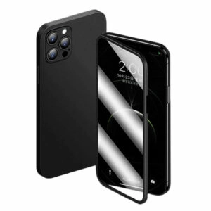 כיסוי לאייפון 12 פרו מלא 360 מעלות שחור זכוכית וכיסוי