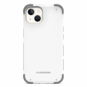 כיסוי לאייפון 13 לבן חזק עם במפרים בולמי זעזועים PureGear DualTek