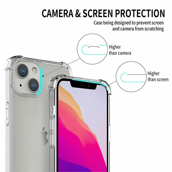 כיסוי לאייפון 13 שקוף קשיח עם במפרים PureGear Hard Shell