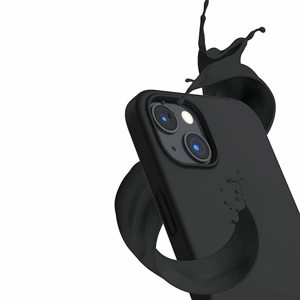 כיסוי לאייפון 13 סיליקון שחור עם מגע קטיפה