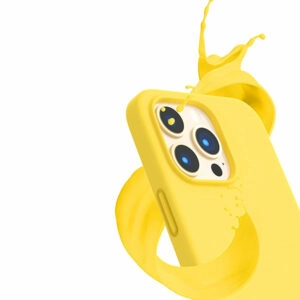 כיסוי לאייפון 13 פרו סיליקון צהוב עם מגע קטיפה