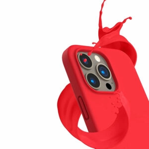 כיסוי לאייפון 13 פרו סיליקון אדום עם מגע קטיפה