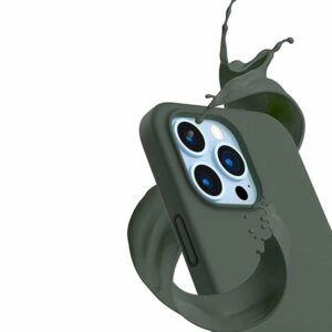 כיסוי לאייפון 13 פרו סיליקון ירוק כהה עם מגע קטיפה