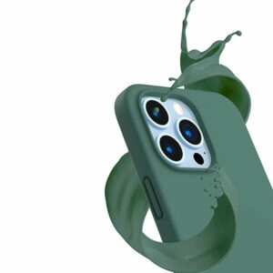 כיסוי לאייפון 13 פרו סיליקון ירוק עם מגע קטיפה