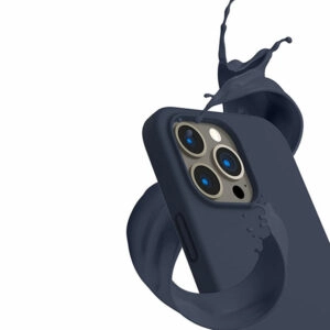 כיסוי לאייפון 13 פרו סיליקון כחול כהה עם מגע קטיפה