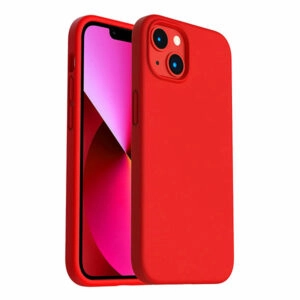 כיסוי לאייפון 13 סיליקון אדום עם מגע קטיפה