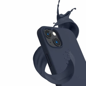 כיסוי לאייפון 13 סיליקון כחול כהה עם מגע קטיפה