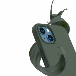 כיסוי לאייפון 13 סיליקון ירוק כהה עם מגע קטיפה