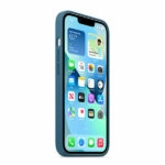 כיסוי לאייפון 13 מקורי כחול עורבני סיליקון תומך MagSafe