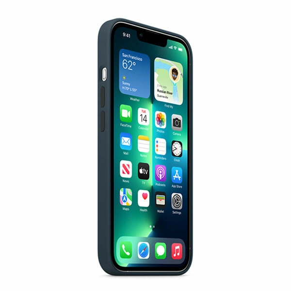 כיסוי לאייפון 13 פרו מקורי כחול תהום סיליקון תומך MagSafe