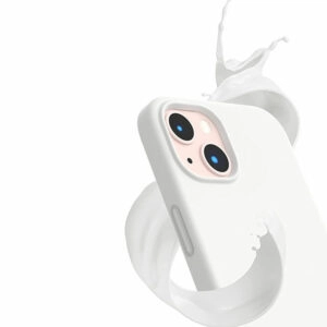 כיסוי לאייפון 13 מיני סיליקון לבן עם מגע קטיפה