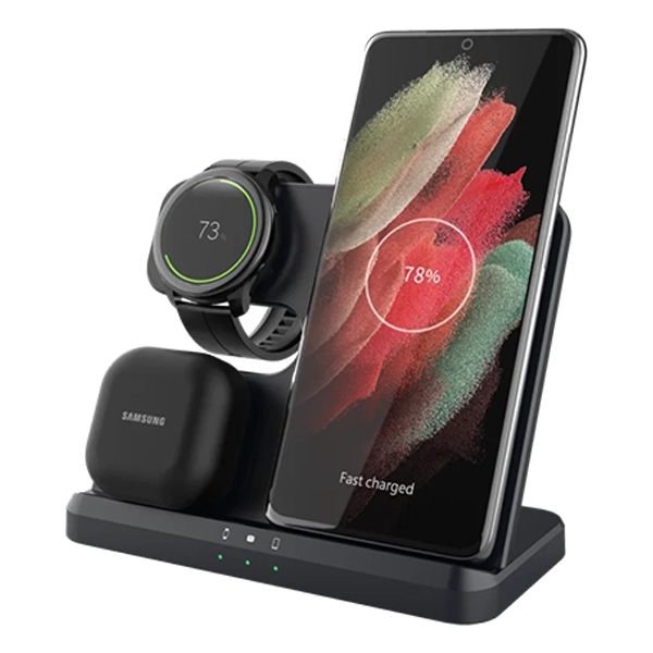 מטען אלמטען אלחוטי 3 ב-1 20W לסמארטפון, Galaxy Buds ושעוני סמסונג בו זמנית | Miracase MQIW510חוטי 3 ב 1 20w לסמארטפון, Galaxy Buds ושעוני סמסונג בו זמנית Miracase Mqiw5102