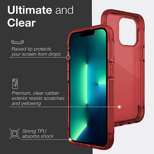 כיסוי לאייפון 13 פרו שקוף אדום קשיח עם מסגרת אלומיניום Raptic Air