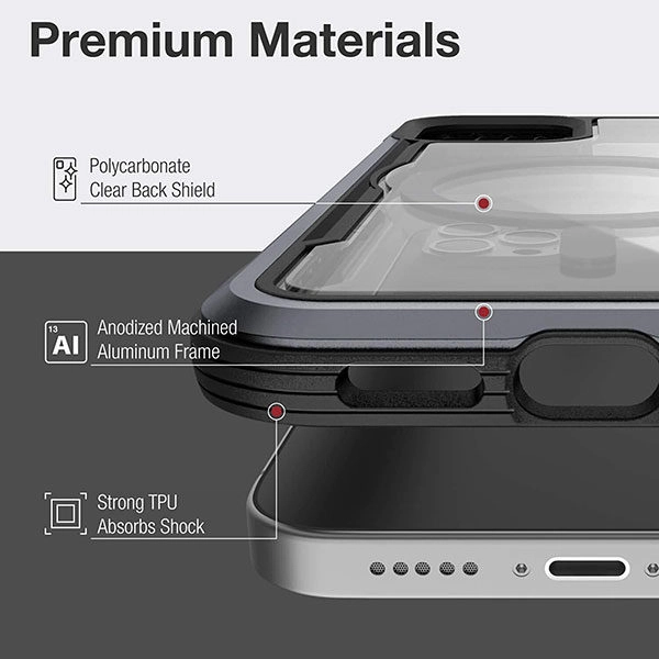 כיסוי לאייפון 12 מיני שחור תומך MagSafe עמיד במיוחד Raptic Shield Pro