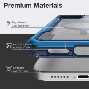 כיסוי לאייפון 12 כחול שקוף תומך MagSafe עמיד במיוחד Raptic Shield Pro