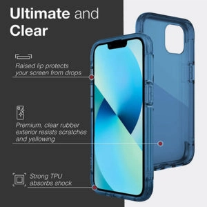 כיסוי לאייפון 13 שקוף כחול קשיח עם מסגרת אלומיניום Raptic Air