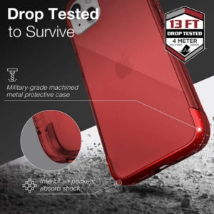 כיסוי לאייפון 13 שקוף אדום קשיח עם מסגרת אלומיניום Raptic Air