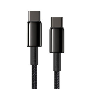 כבל USB-C ל-USB-C מהיר שזור באורך מטר 100 וואט שחור Baseus