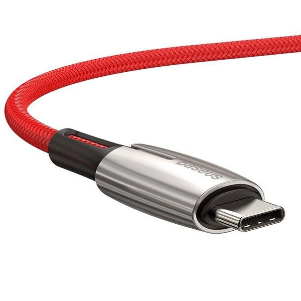 כבל USB-C ל-USB-C שזור מהיר עם נורית חיווי 60 וואט אדום Baseus