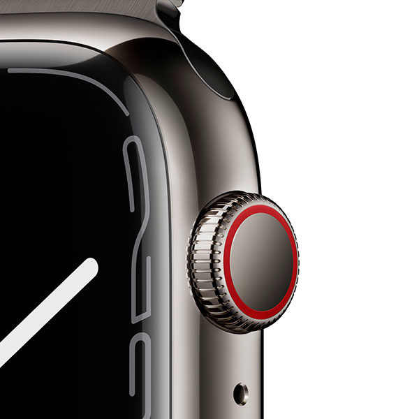 שעון חכם Apple Watch Series 7 45mm שחור פלדת אל-חלד תומך GPS ו-Cellular עם רצועת Milanese Loop