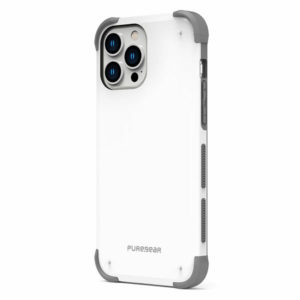 כיסוי לאייפון 14 פרו מקס לבן חזק עם בולמי זעזועים PureGear DualTek