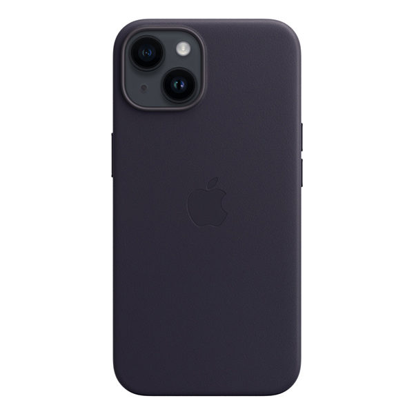 כיסוי לאייפון 14 מקורי דיו כהה עור תומך MagSafe