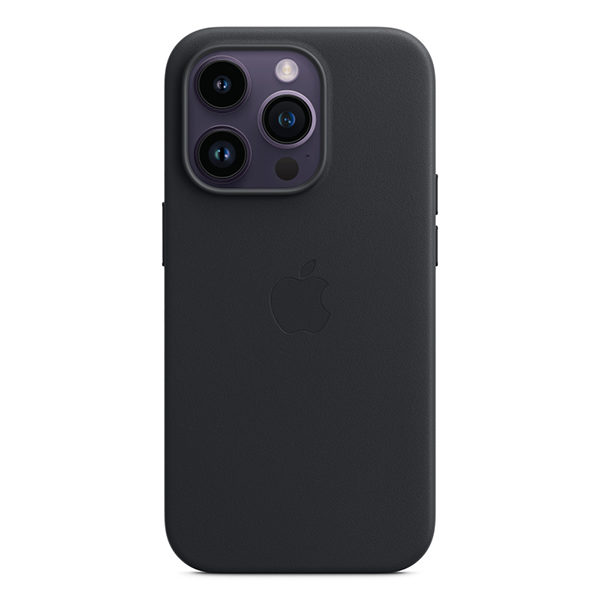 כיסוי עור מקורי לאייפון 14 פרו שחור חצות תומך MagSafe