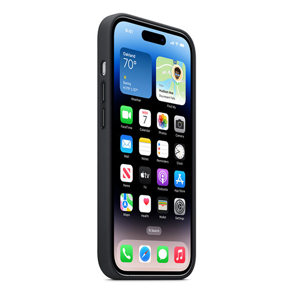 כיסוי עור מקורי לאייפון 14 פרו שחור חצות תומך MagSafe